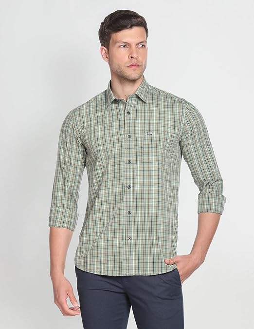 Arrow Men's Checkered Full Sleeve Slim Fit